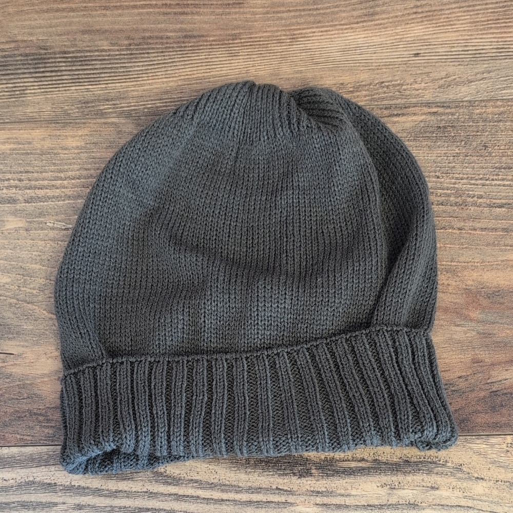 Apt. 9 Gray Knit Beanie Snap Back Hat Stocking               C392
